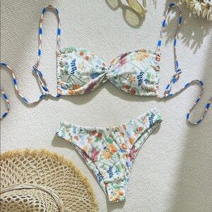 Floral Bikini Set with Strappy Details
